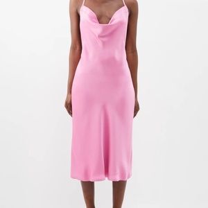 Norma Kamali Bias-cut crepe-satin midi dress Pink Sz 8
